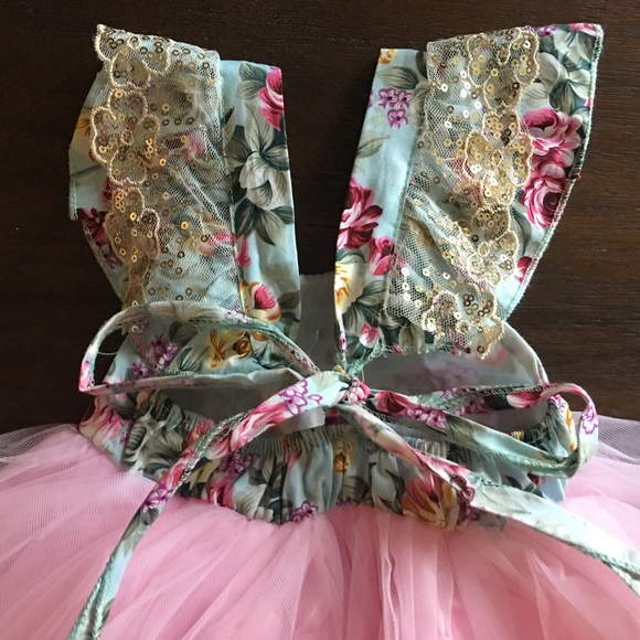 Floral Print w/Tulle Crossback Dress | 3-6 Months - Picture 6 of 7